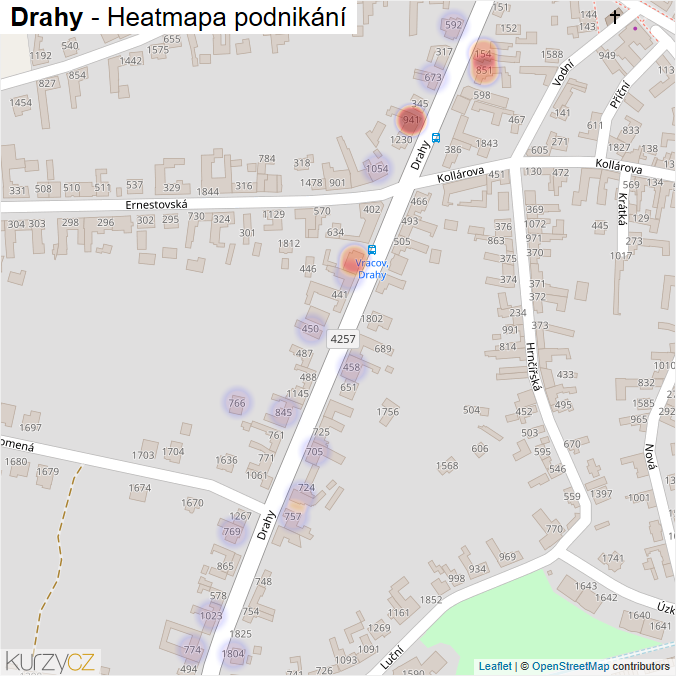 Mapa Drahy - Firmy v ulici.