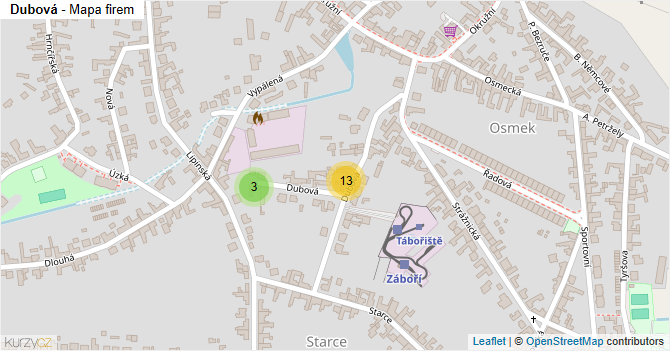 Dubová - mapa firem