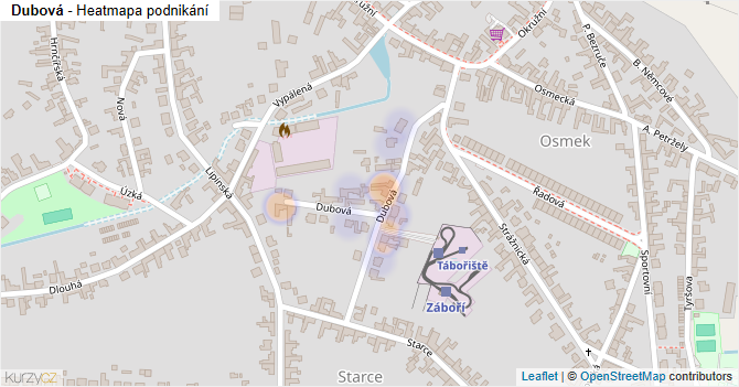 Dubová - mapa podnikání