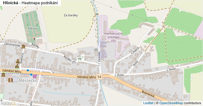 Hlinická - mapa podnikání