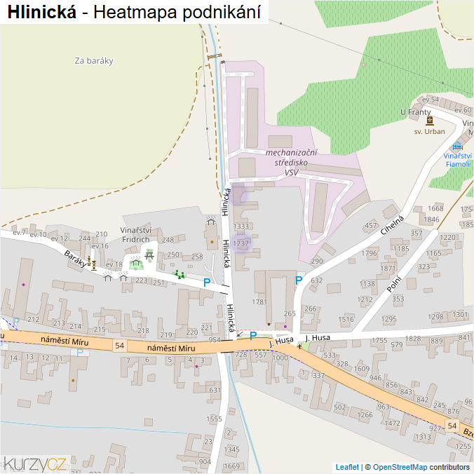 Mapa Hlinická - Firmy v ulici.