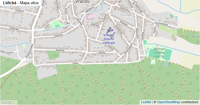 Lidická - mapa ulice
