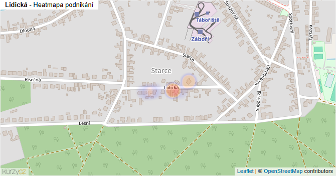 Lidická - mapa podnikání
