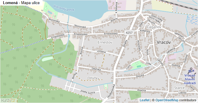 Lomená - mapa ulice
