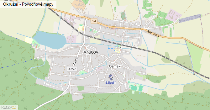 Okružní - záplavové mapy stoleté vody