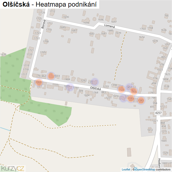 Mapa Olšíčská - Firmy v ulici.