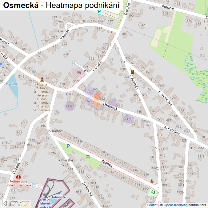 Mapa Osmecká - Firmy v ulici.