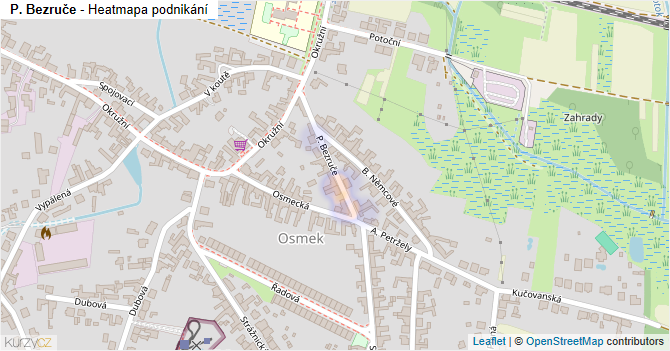 P. Bezruče - mapa podnikání