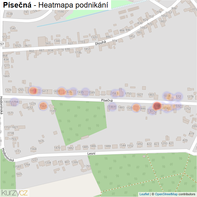 Mapa Písečná - Firmy v ulici.