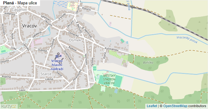 Planá - mapa ulice