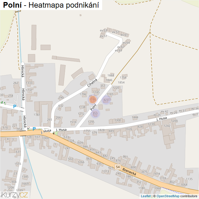 Mapa Polní - Firmy v ulici.