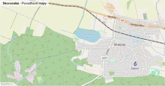 Skoronská - záplavové mapy stoleté vody