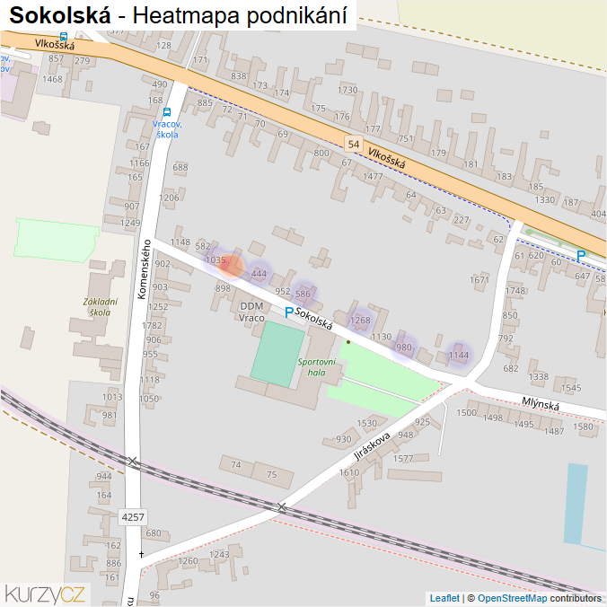 Mapa Sokolská - Firmy v ulici.