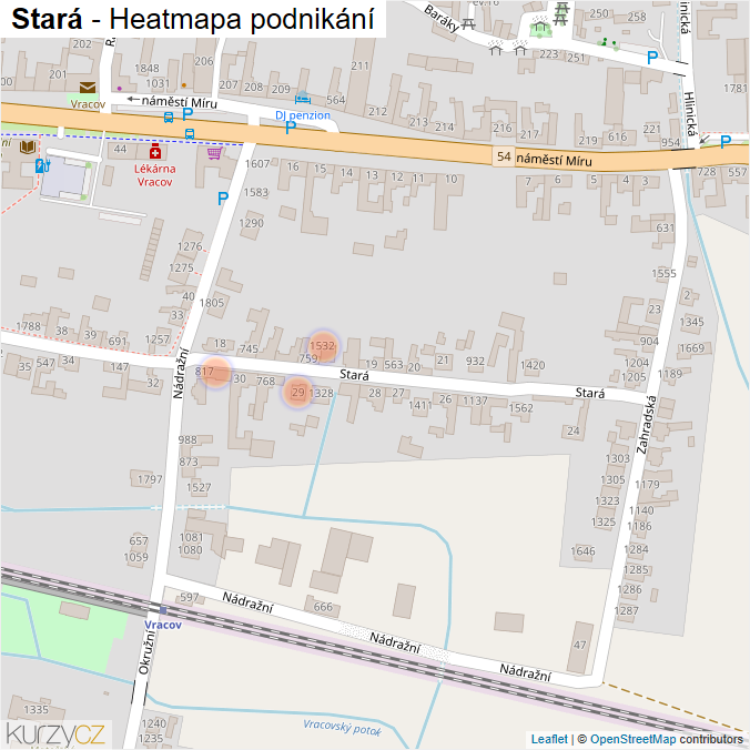 Mapa Stará - Firmy v ulici.