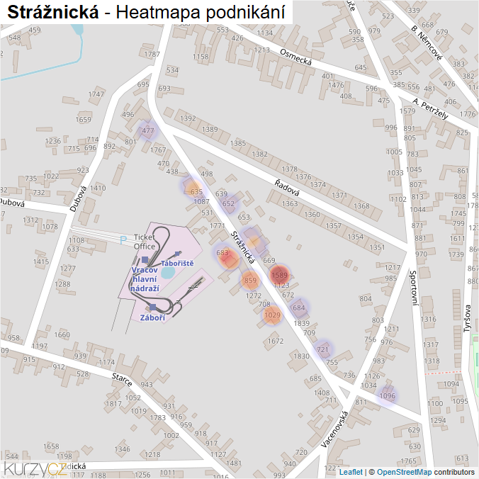 Mapa Strážnická - Firmy v ulici.