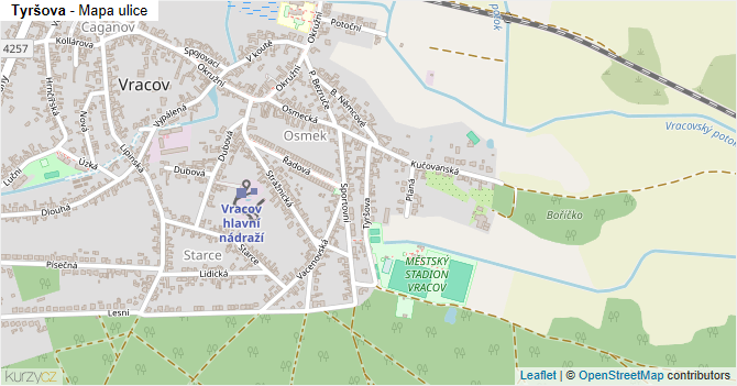 Tyršova - mapa ulice