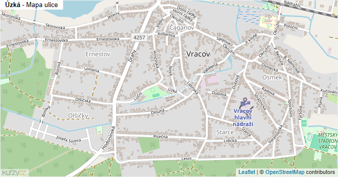 Úzká - mapa ulice