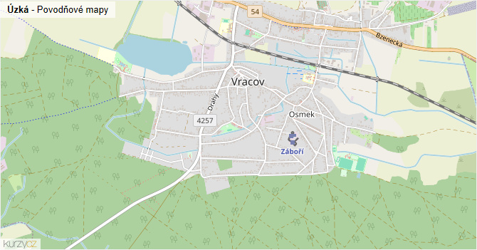 Úzká - záplavové mapy stoleté vody