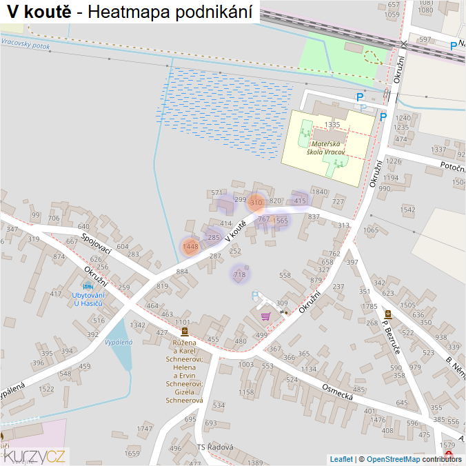 Mapa V koutě - Firmy v ulici.