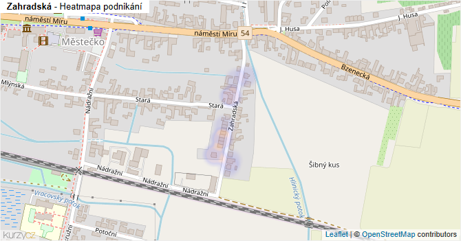 Zahradská - mapa podnikání
