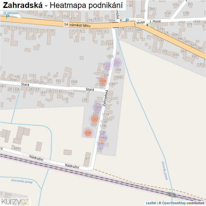 Mapa Zahradská - Firmy v ulici.