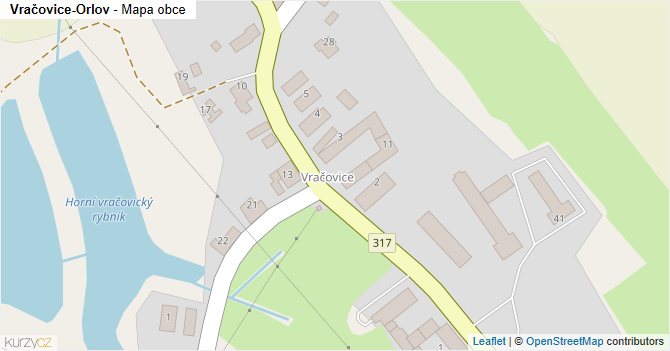 Vračovice-Orlov - mapa obce