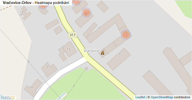Vračovice-Orlov - mapa podnikání
