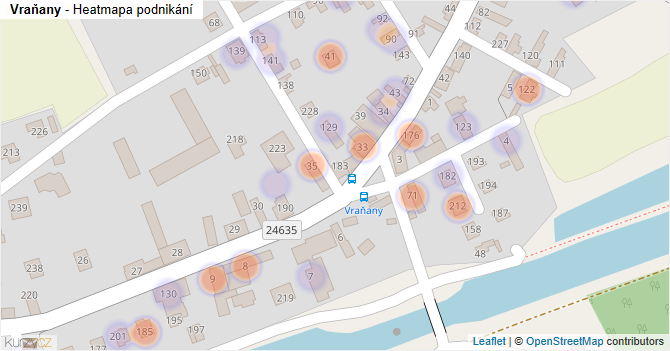 Vraňany - mapa podnikání