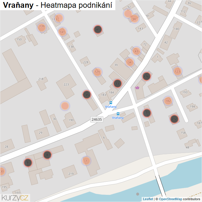 Mapa Vraňany - Firmy v obci.