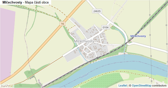 Mlčechvosty - mapa části obce