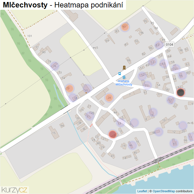 Mapa Mlčechvosty - Firmy v části obce.