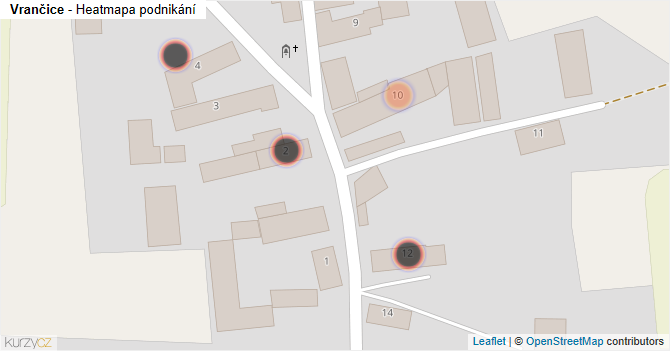 Vrančice - mapa podnikání