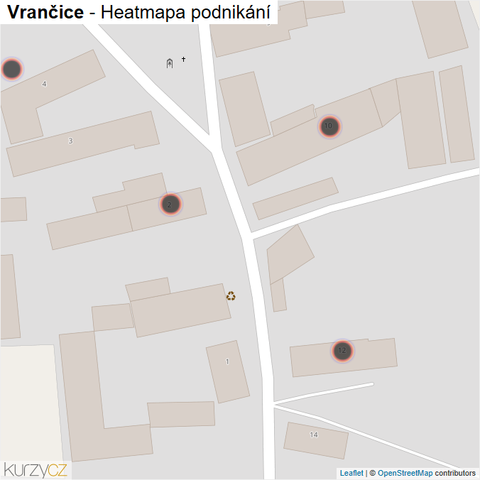 Mapa Vrančice - Firmy v obci.