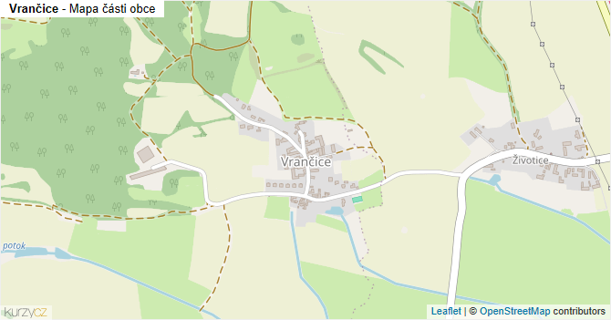 Vrančice - mapa části obce
