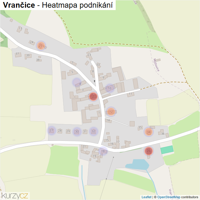Mapa Vrančice - Firmy v části obce.