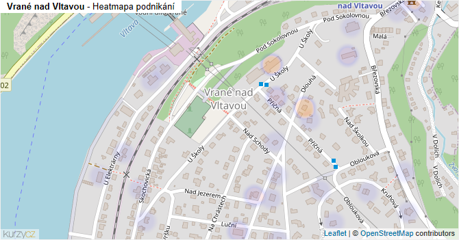 Vrané nad Vltavou - mapa podnikání