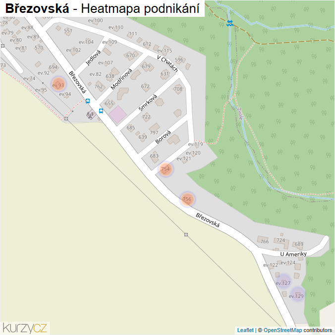 Mapa Březovská - Firmy v ulici.