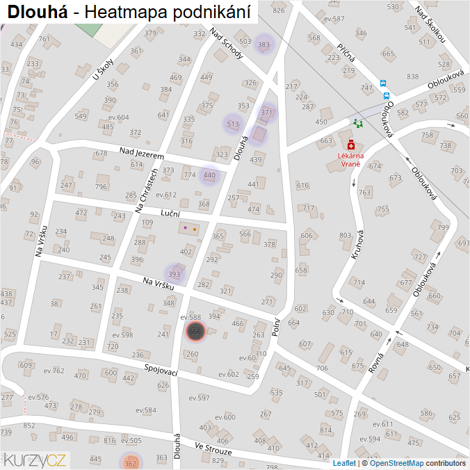 Mapa Dlouhá - Firmy v ulici.