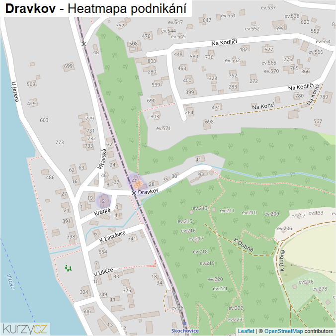 Mapa Dravkov - Firmy v ulici.