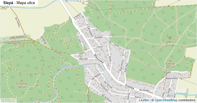 Slepá - mapa ulice
