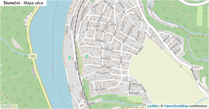 Sluneční - mapa ulice