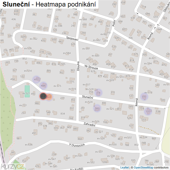 Mapa Sluneční - Firmy v ulici.