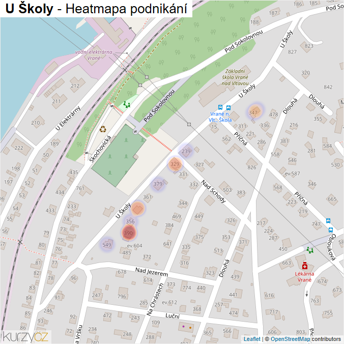 Mapa U Školy - Firmy v ulici.