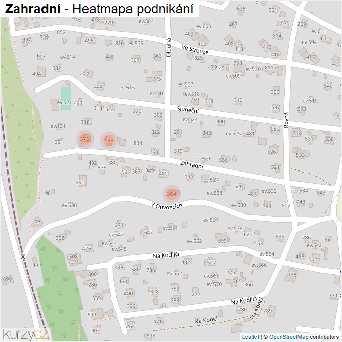 Mapa Zahradní - Firmy v ulici.