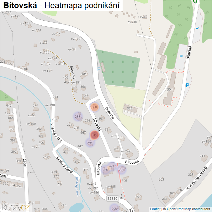 Mapa Bítovská - Firmy v ulici.