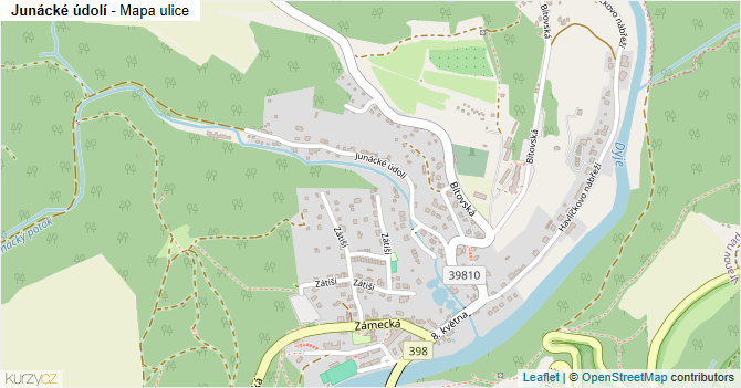 Junácké údolí - mapa ulice