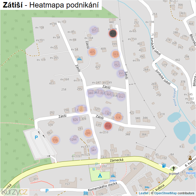 Mapa Zátiší - Firmy v ulici.