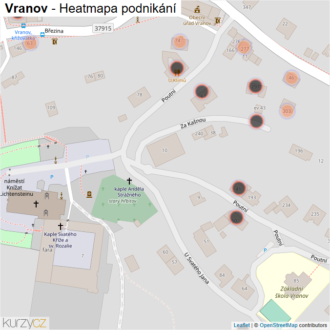 Mapa Vranov - Firmy v obci.