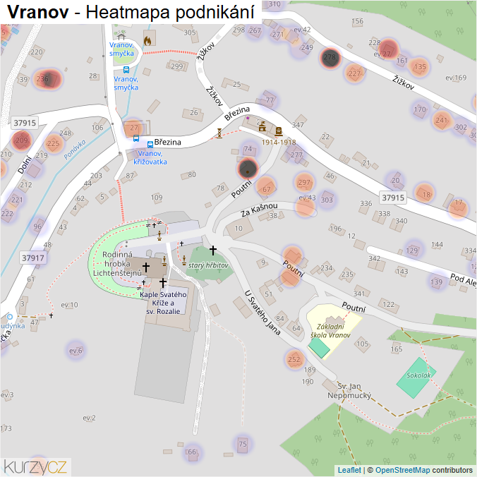 Mapa Vranov - Firmy v části obce.