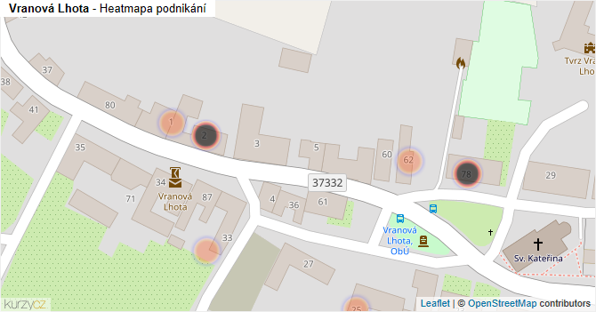 Vranová Lhota - mapa podnikání